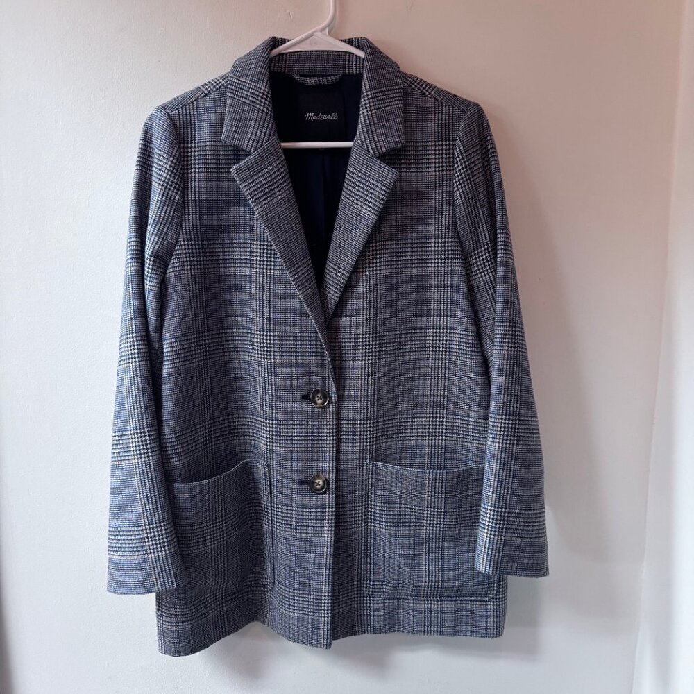 Madewell Houndstooth Gray Blazer, sz. Medium